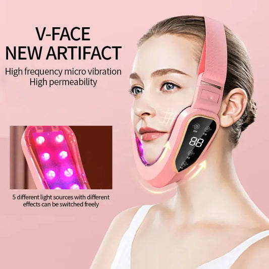 LED Photon Therapy Facial Slimming Vibration Massager Facial Lifting Device