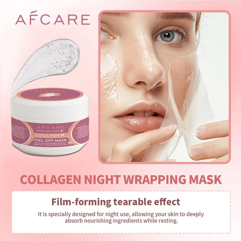 AFCARE Collagen Night Wrapping Mask for nourishing skin overnight with a film-forming tearable effect