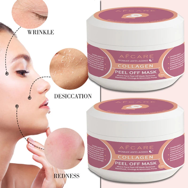 AFCARE Collagen Peel Off Mask for Anti-Aging, Reduces Wrinkles and Skin Redness