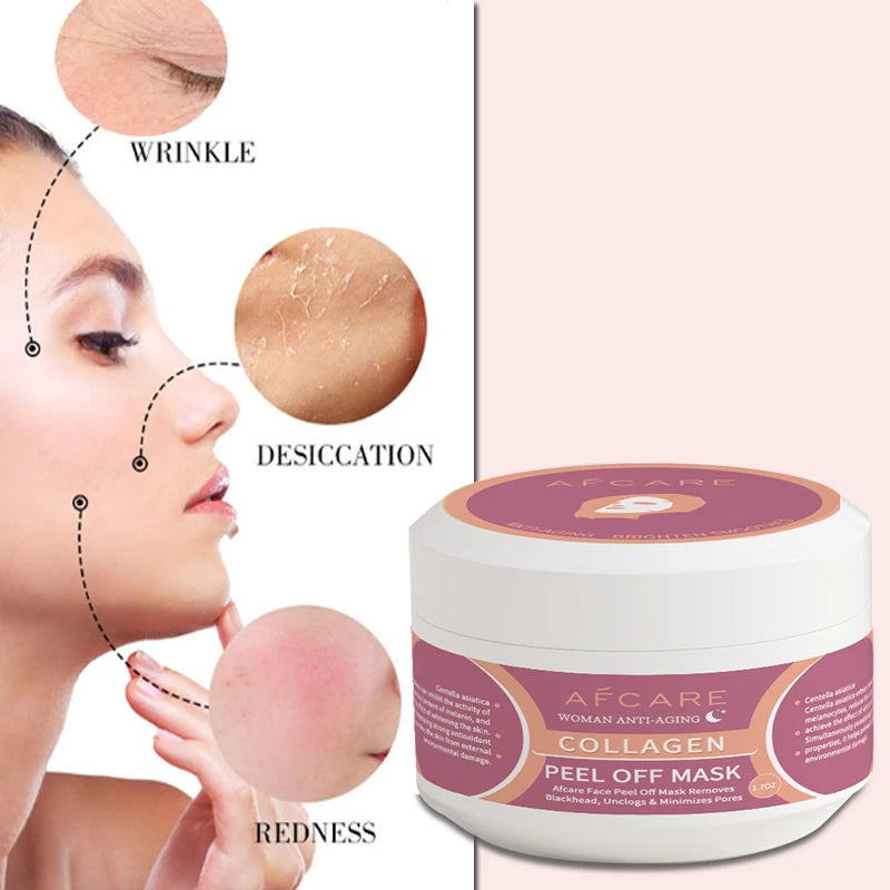 AFCARE Collagen Peel Off Mask for Anti-Aging with Benefits Against Wrinkles and Redness