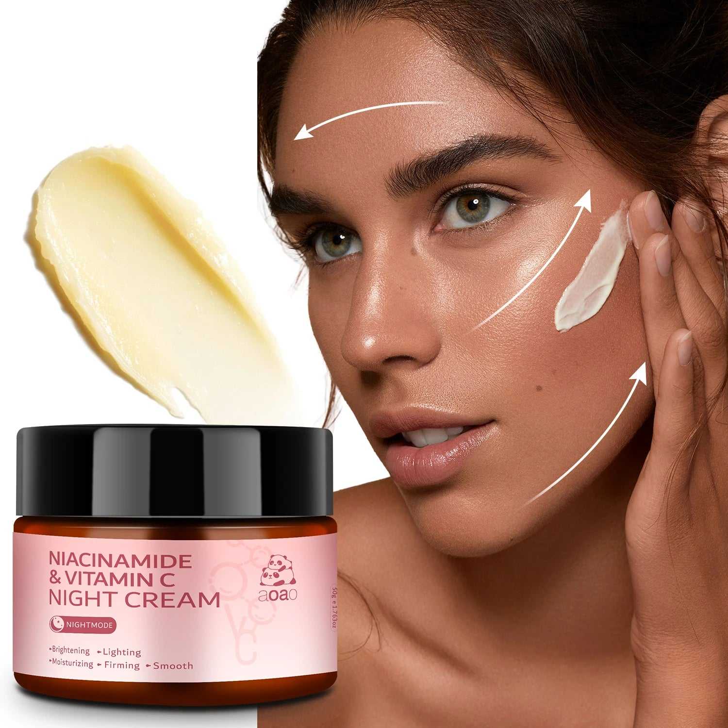 aoao Niacinamide and Vitamin C hydrating night cream for brightening and firming skin overnight