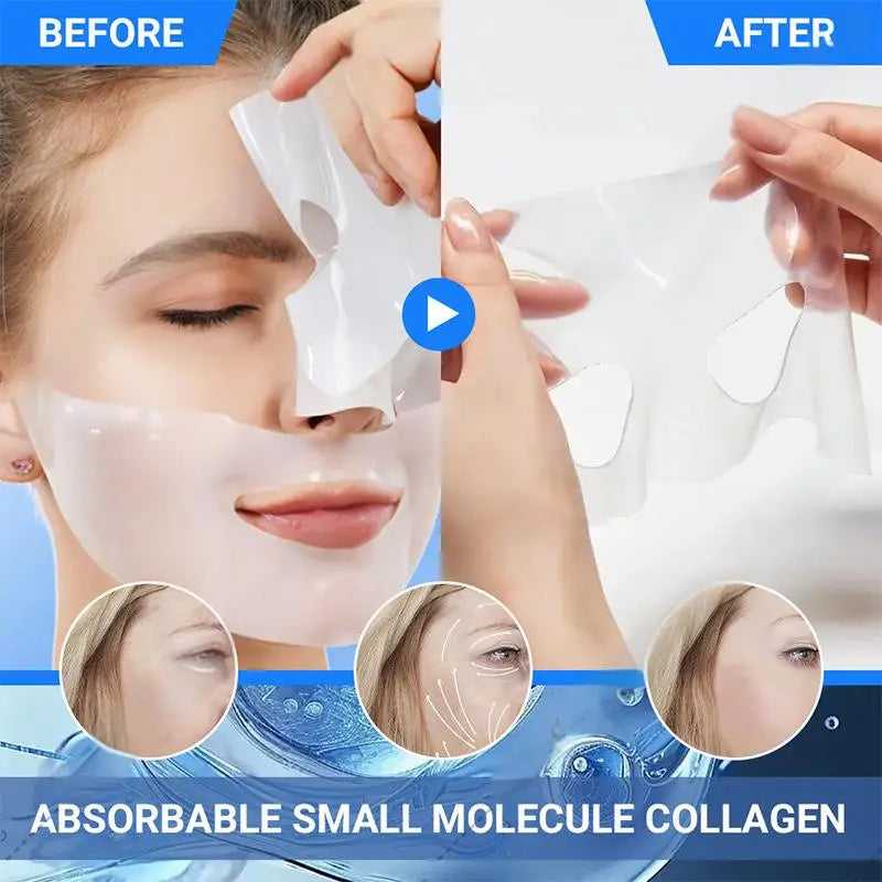 Eelhoe Collagen Face Masks before and after application for enhanced skin hydration and absorption