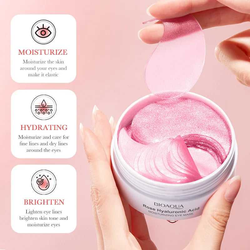 LAIKOU BIOAQUA Rose Hyaluronic Acid Eye Mask for Hydrating and Brightening Under-Eye Skin