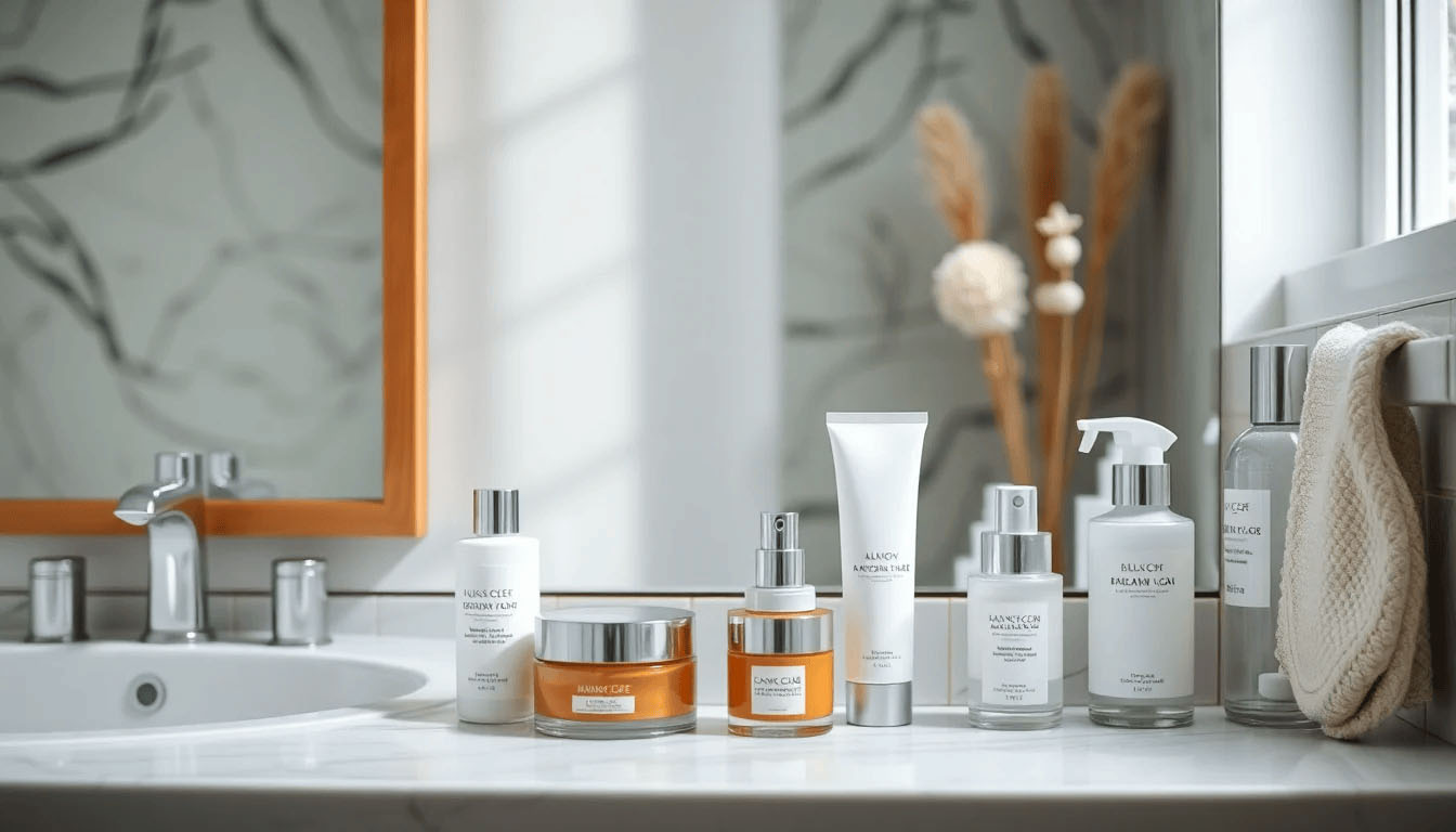 photo of bathroom-with skincare products to use in the blog section