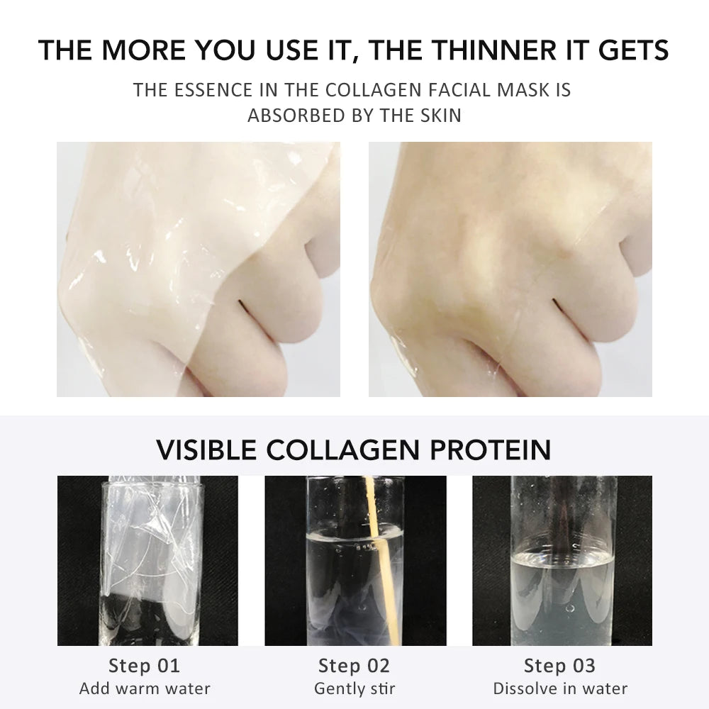 Ms.Dear Collagen Facial Mask Steps with Visible Collagen Protein and Application Instructions