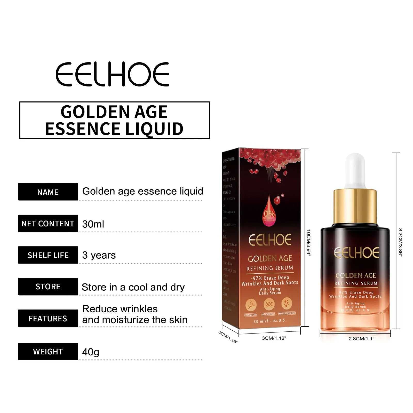 EELHOE Golden Age Essence Liquid 30ml for reducing wrinkles and moisturizing skin