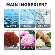 eelhoe Eye Care Serum featuring key ingredients like water, retinol, squalane, astaxanthin, peony extract, and shea butter