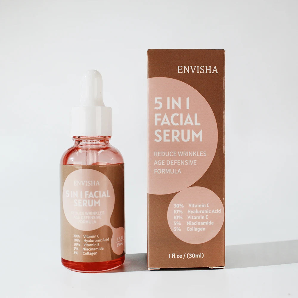 Envisha 5 in 1 Facial Serum with Vitamin C and Hyaluronic Acid for reducing wrinkles