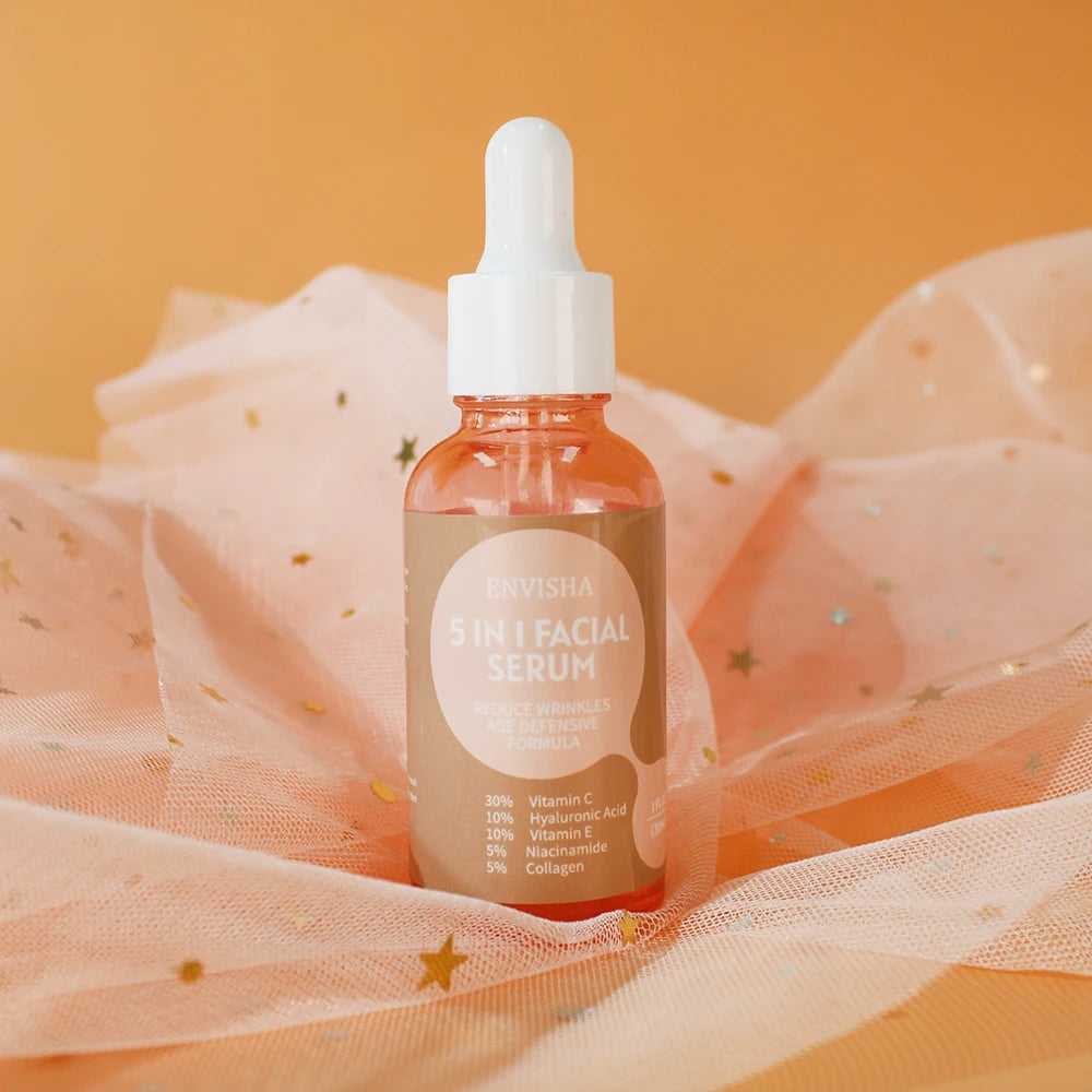 ENVISHA 5 in 1 Facial Serum with Vitamin C and Collagen for Anti-Aging and Hydration