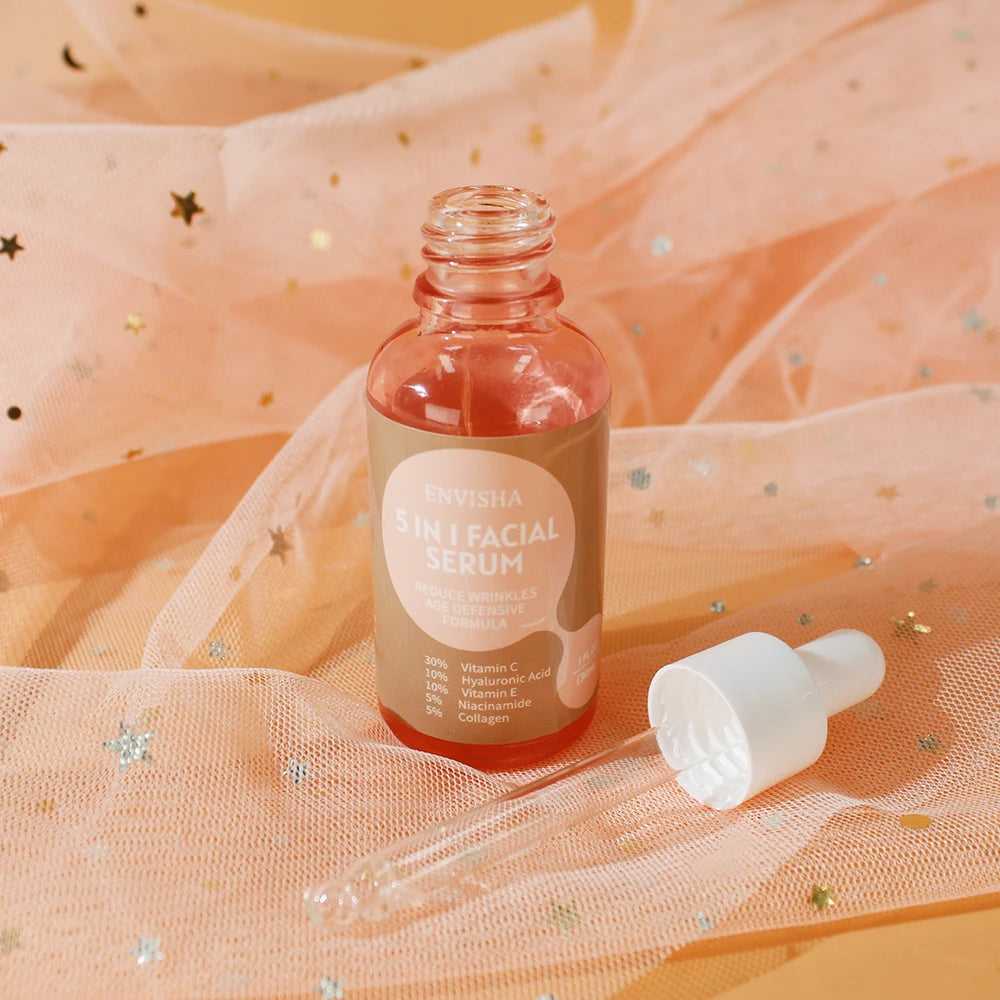 ENVISHA 5 in 1 Facial Serum with Vitamin C and Collagen for Radiant Skin