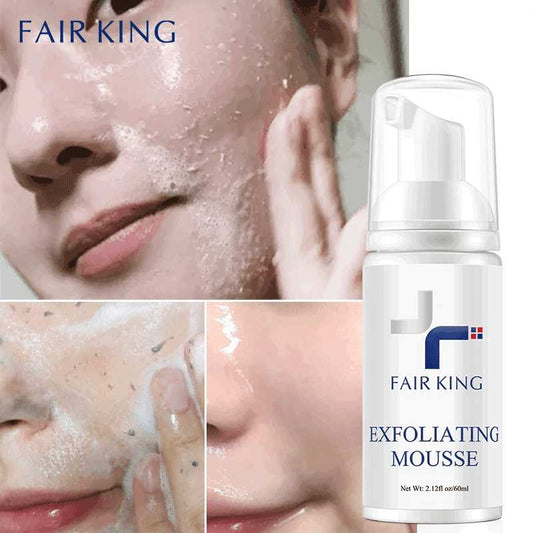 FAIR KING gentle facial exfoliating mousse applied to the skin for a refreshing cleansing experience