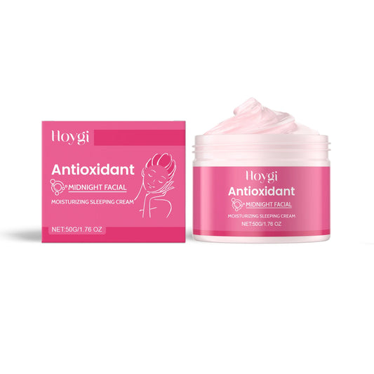 Hoygi Antioxidant Midnight Facial Moisturizing Sleeping Cream in Pink Jar for Nighttime Hydration