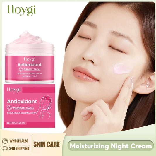 Hoygi Antioxidant Midnight Facial Moisturizing Night Cream in Pink Packaging for Radiant Skin