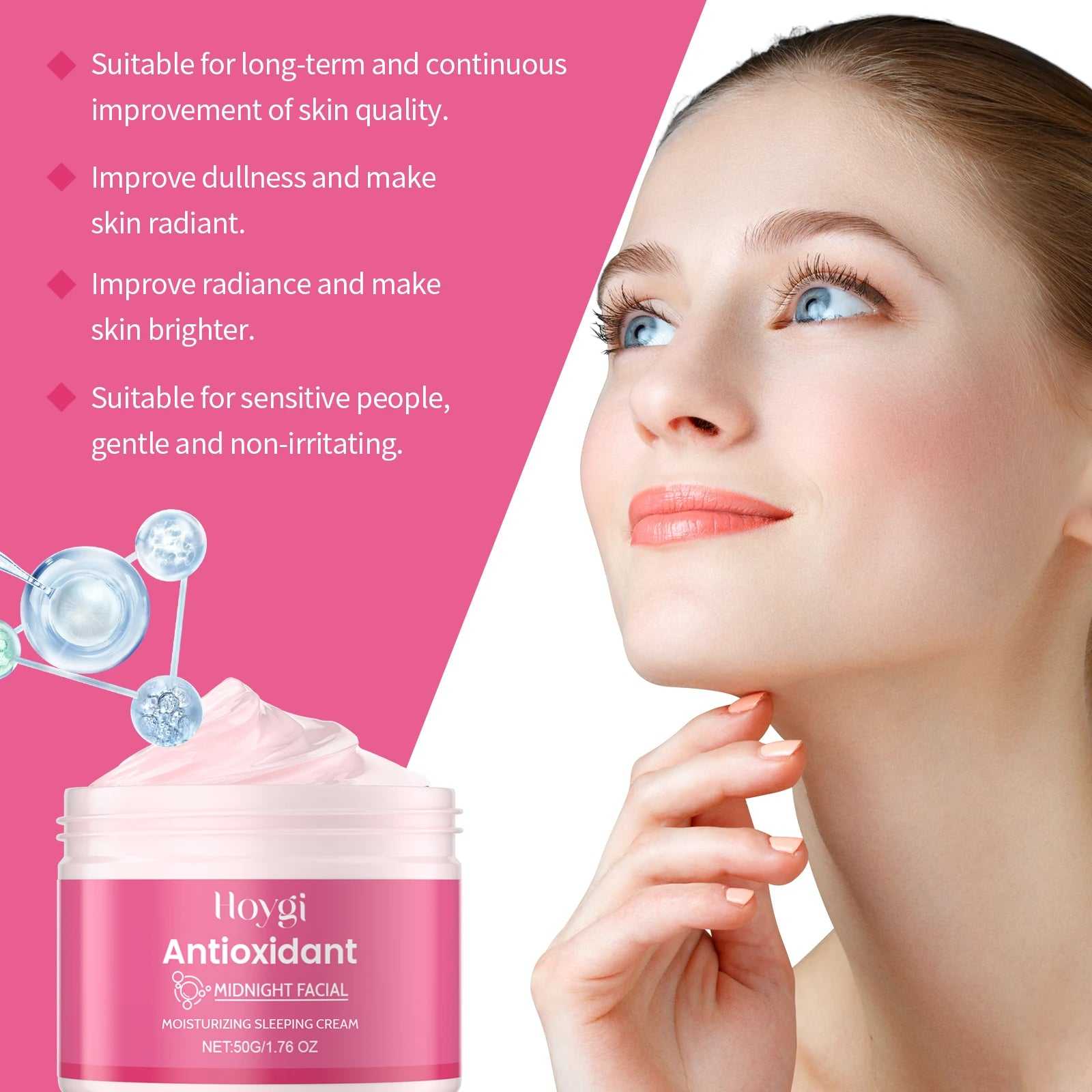 Hoygi Antioxidant Midnight Facial Moisturizer Cream for Radiant and Bright Skin