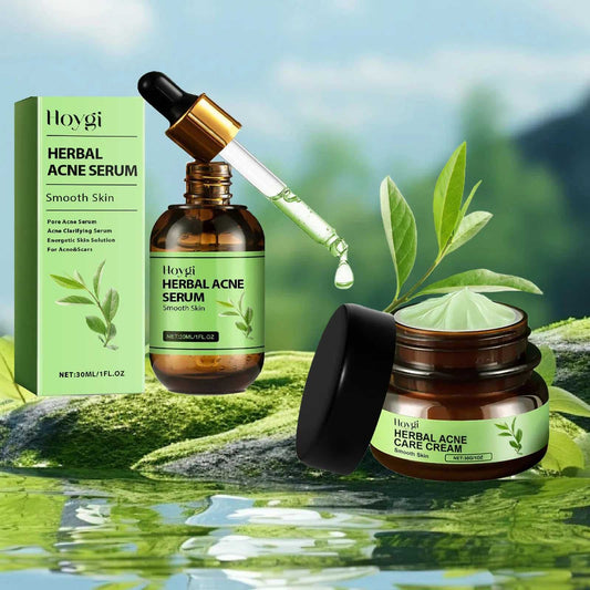 Hoygi Herbal Acne Serum and Care Cream for smooth skin, featuring natural ingredients for effective treatment