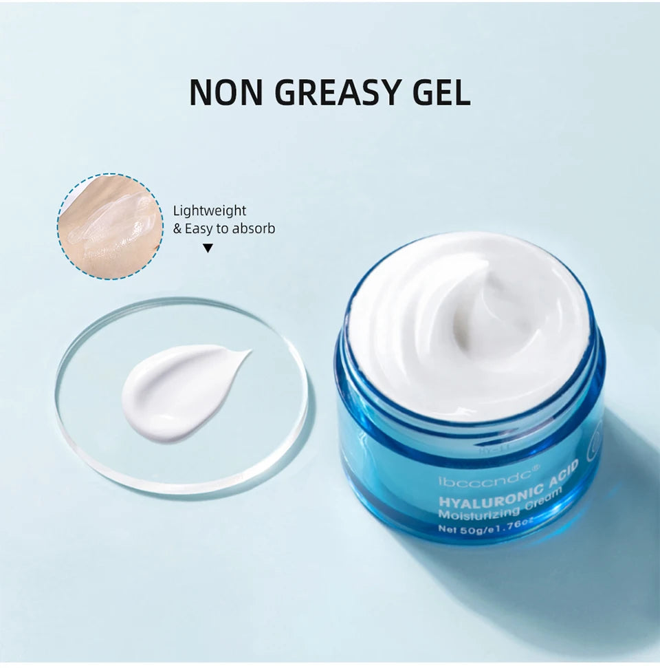 ibcccndc Hyaluronic Acid Cream Moisturizer in lightweight gel form for quick absorption and hydration