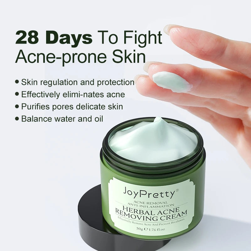 JoyPretty Herbal Acne Removing Cream in Green Jar for Treating Acne-prone Skin