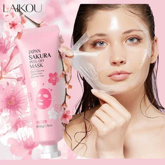 LAIKOU Japan Sakura Peel-Off Mask for Deep Cleansing and Even Skin Tone with Floral Design