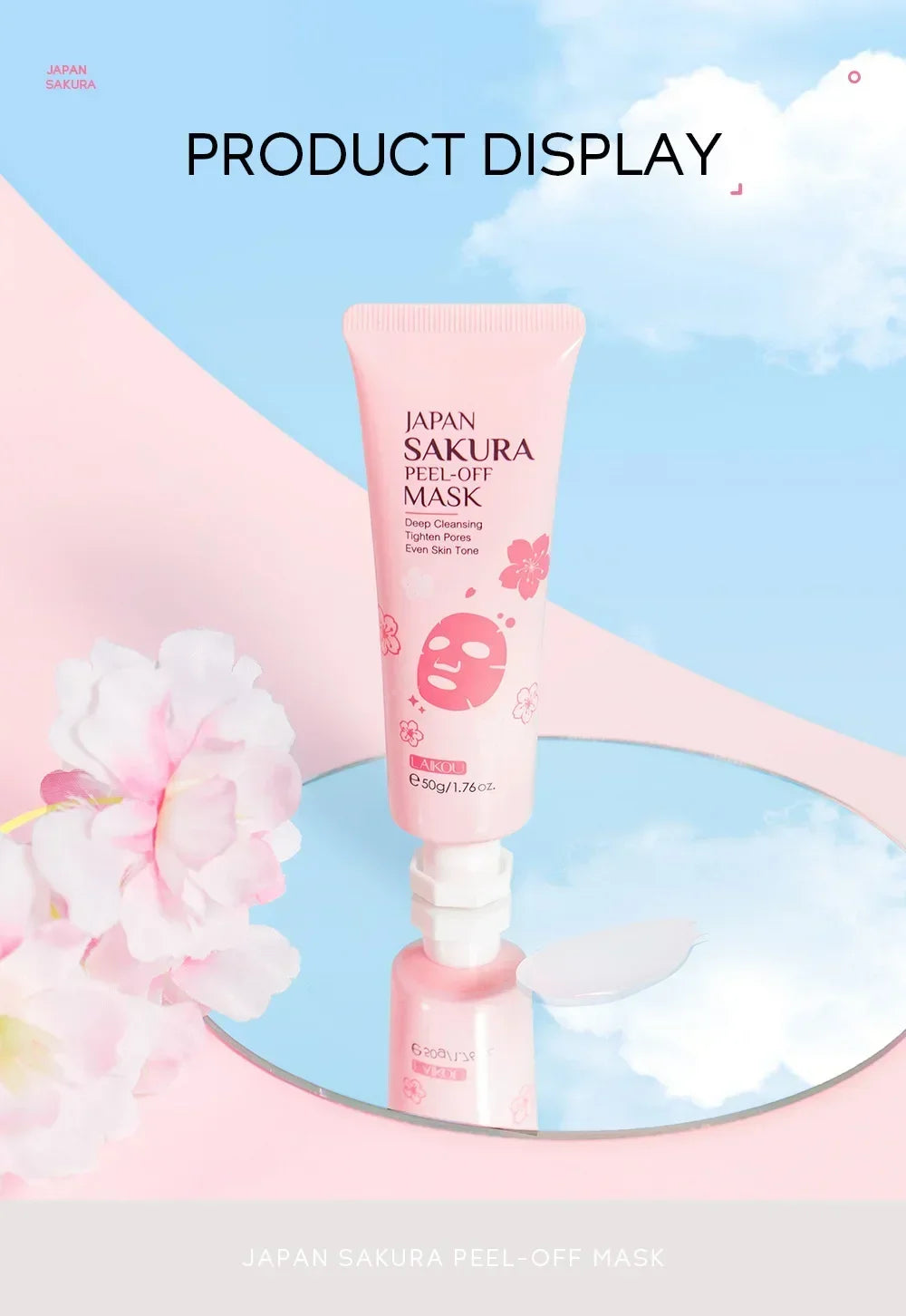 LAIKOU Japan Sakura Peel-Off Mask in 80g tube for revitalizing and hydrating skin