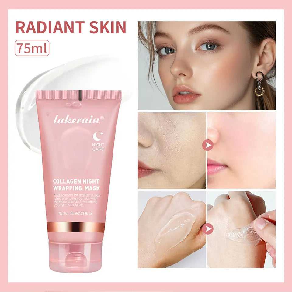 Lakerain Collagen Night Wrapping Mask 75ml for Radiant Skin with Hydrating Formula and Easy Application