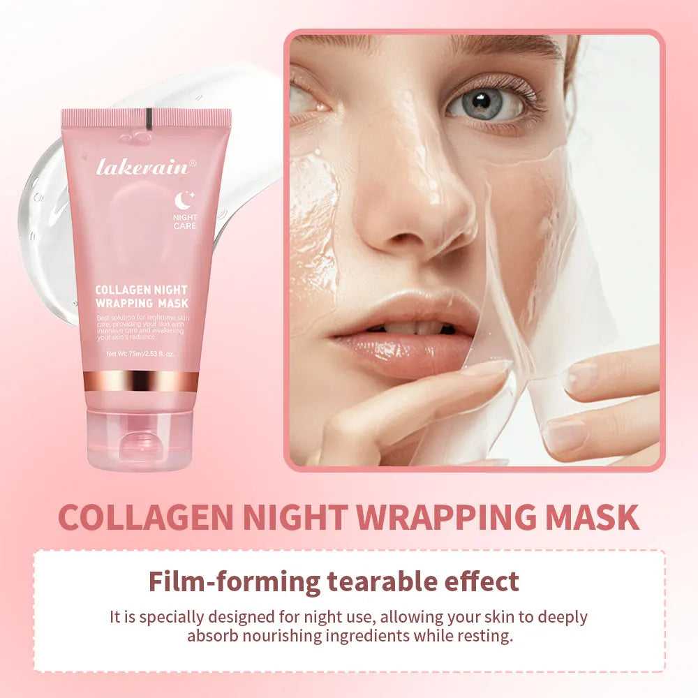 Lakerain Collagen Night Wrapping Mask for deep skin nourishment with film-forming tearable effect