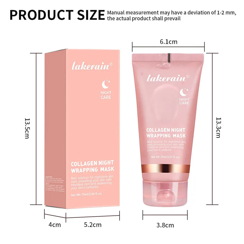 Lakerain Collagen Night Wrapping Mask in a pink tube, ideal for overnight skincare treatment