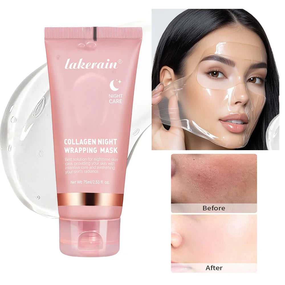 Lakerain Collagen Night Wrapping Mask for Hydrated Skin, Before and After Application Results