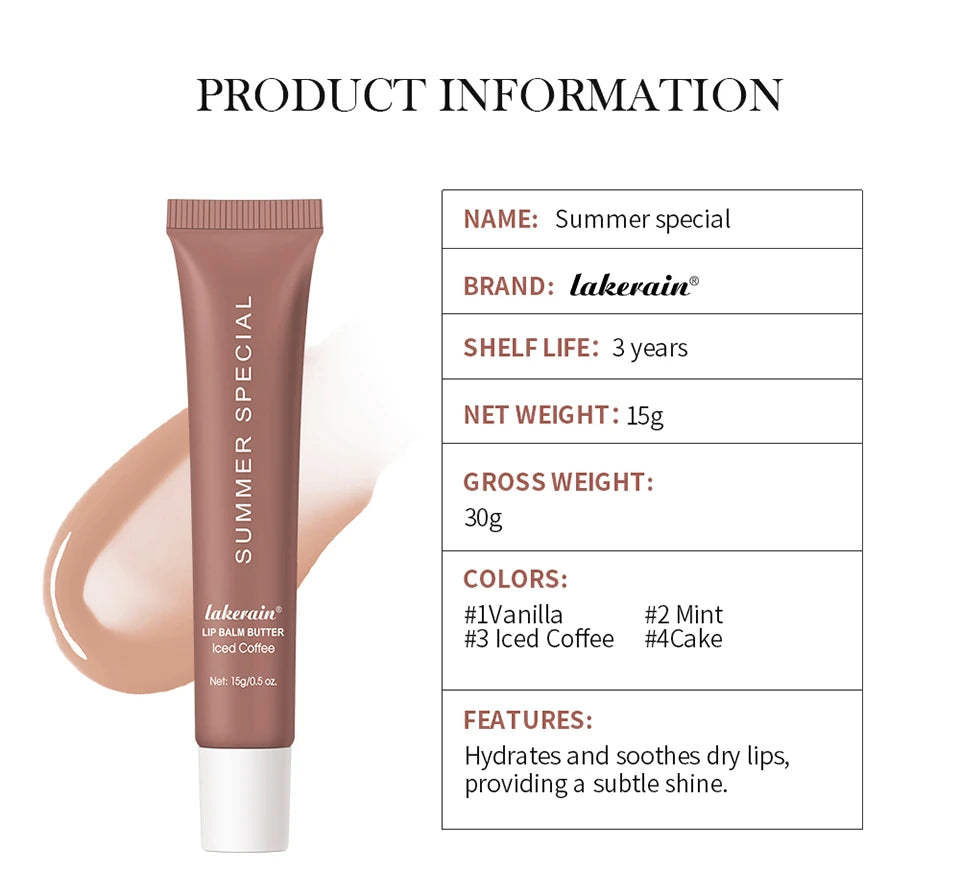 Lakerain Summer Special Lip Butter in Iced Coffee for Hydrating and Soothing Dry Lips