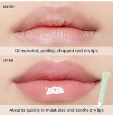 Lakerain Lip Treatment before and after showing hydration improvement on chapped lips