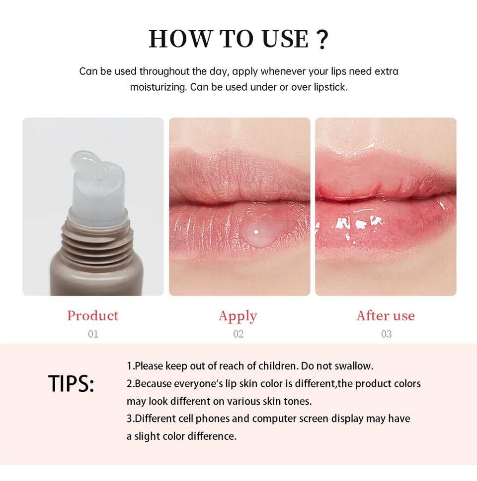 Lakerain lip moisturizer product showing application and results for hydrated lips