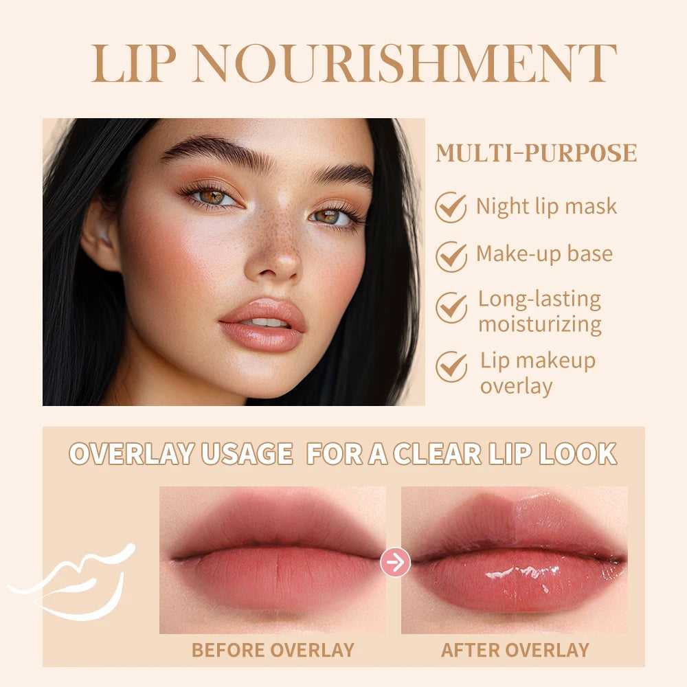 Lakerain Lip Nourishment Multi-Purpose Lip Mask for Moisturizing and Makeup Base with Before and After Overlay