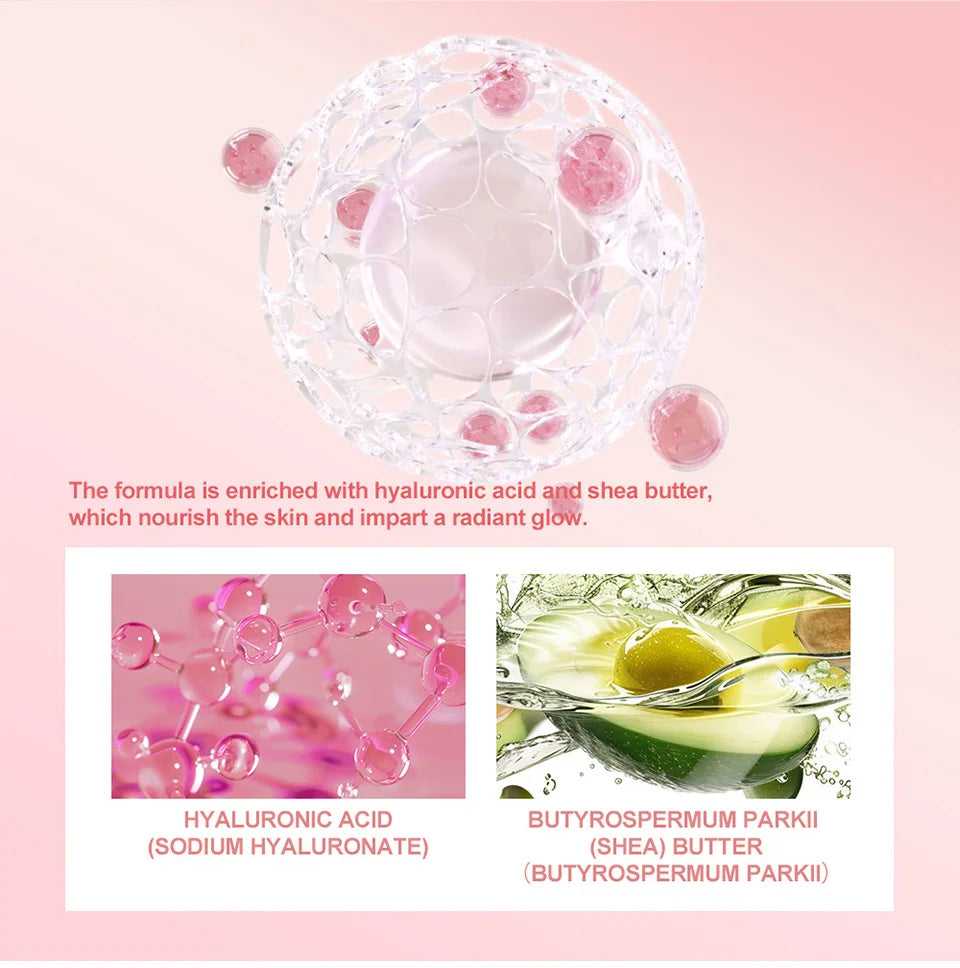 Eye care product featuring hyaluronic acid and shea butter for nourishing skin and enhancing radiance