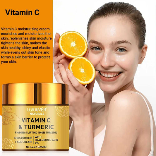 ibutee Vitamin C and Turmeric Face Cream for Moisturizing and Firming Skin with Hyaluronic Acid