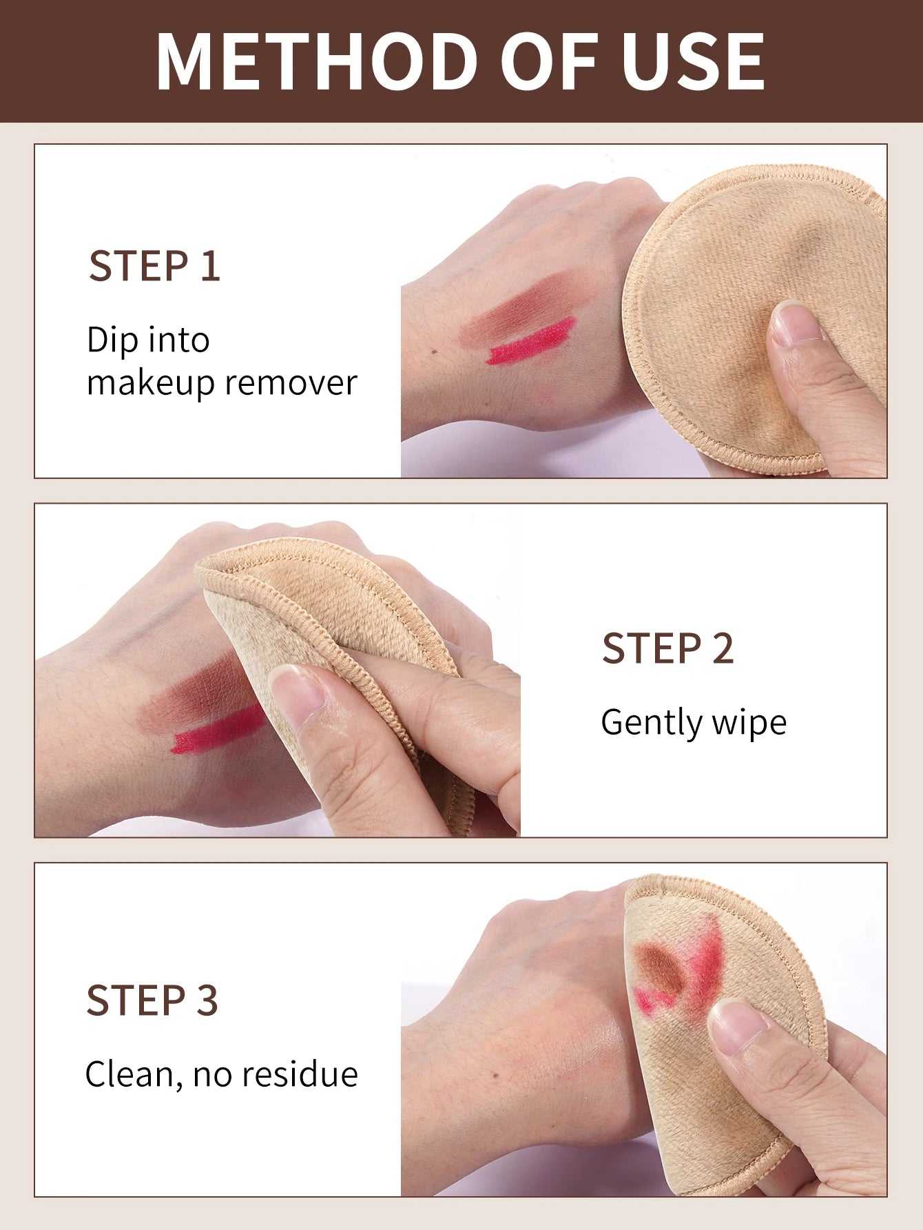 MAANGE Cleansers removal method demonstration using a reusable makeup remover cloth