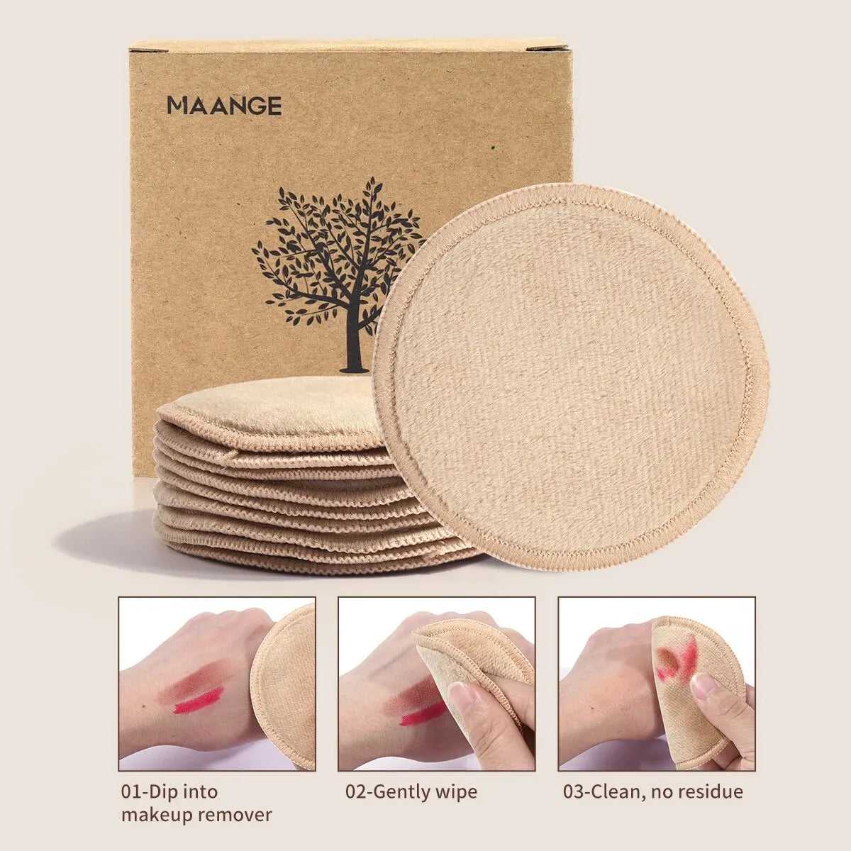 MAANGE Reusable Makeup Remover Pads for Gentle Cleansing without Residue