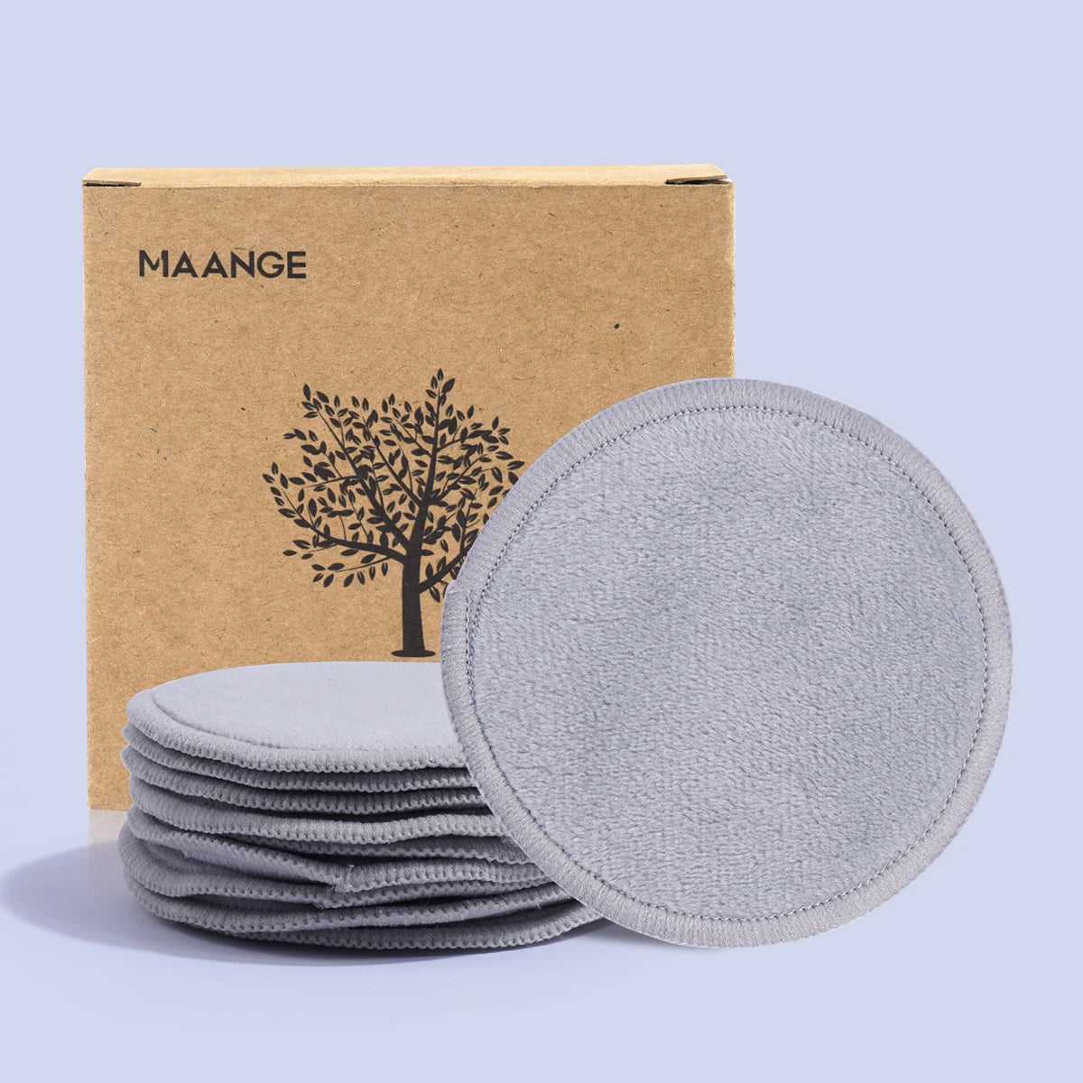 MAANGE Reusable Cleansing Pads in Gray with Eco-Friendly Packaging for Gentle Makeup Removal