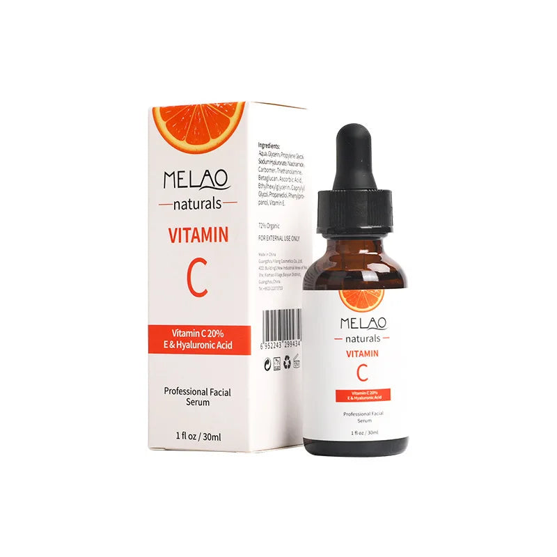 Melao Vitamin C 20% Facial Serum with E and Hyaluronic Acid for Professional Skin Treatment