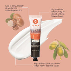 OUHOE Face and Body Sunscreen SPF 30 with lightweight texture and easy absorption for daily protection