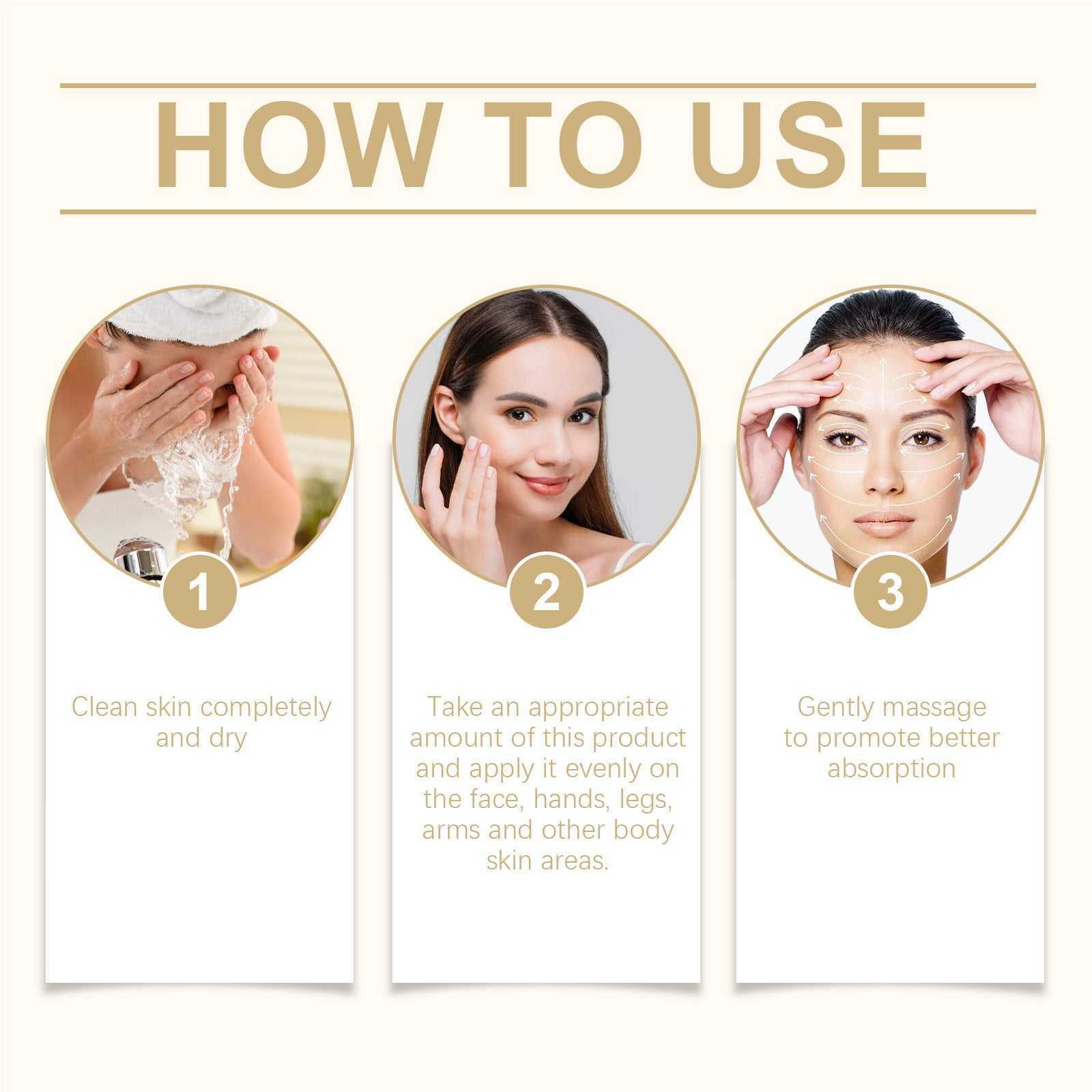 OUHOE Treatment Instructions Showing Steps for Application on Skin with Clear Images