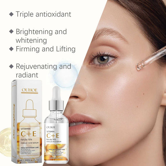 OUHOE Vitamin C E Ferulic Acid Serum for brightening, firming, and rejuvenating skin