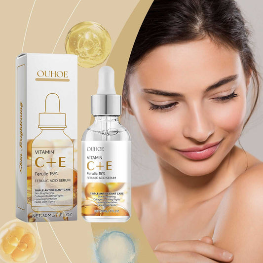 OUHOE Vitamin C E Ferulic Acid Serum 30ml for Skin Brightening and Antioxidant Care