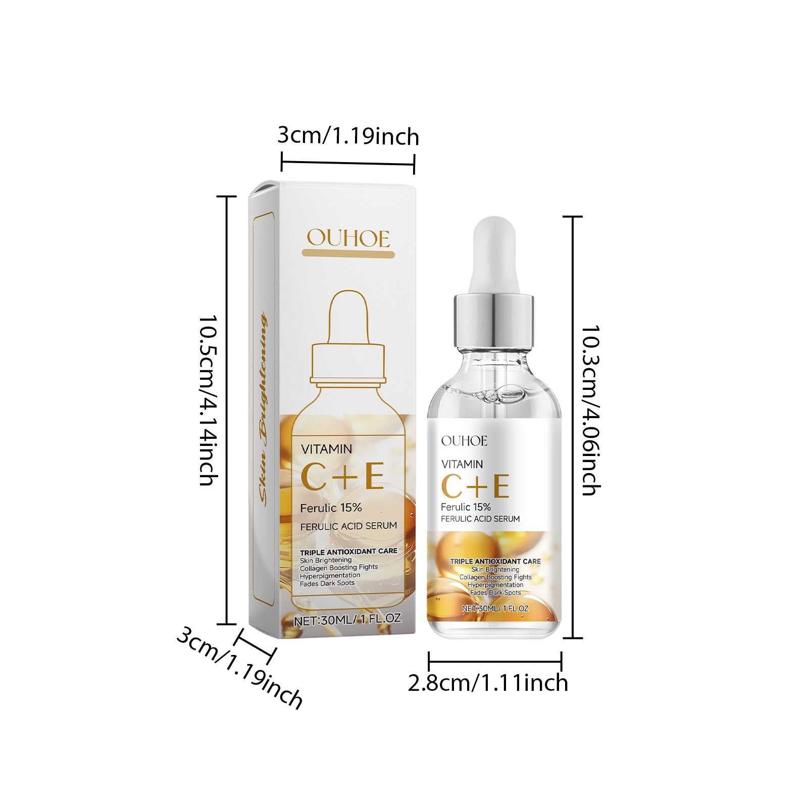 OUHOE Vitamin C E Ferulic Acid Serum 30ml for Brightening and Antioxidant Skincare