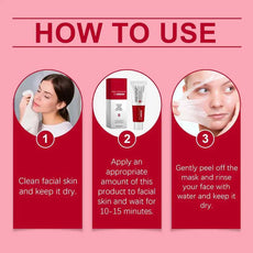 eelhoe facial treatment usage steps for clean skin, application, and gentle peel-off mask instructions