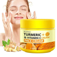 Rozino Turmeric and Vitamin C Face Cream in Yellow Jar for Brightening and Nourishing Skin