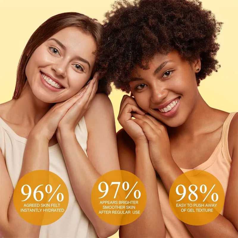 ibeauty gel moisturizer showing two smiling women with hydrated skin and glowing complexion