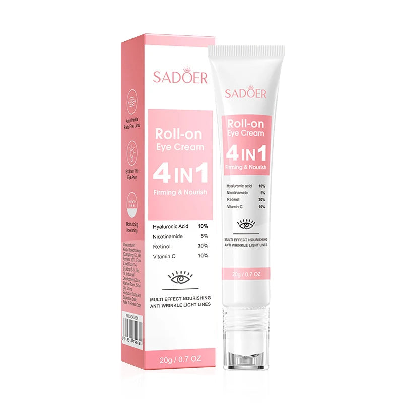 NoEnName_Null 4-in-1 Roll-on Eye Cream with Hyaluronic Acid and Vitamin C for Firming and Nourishing