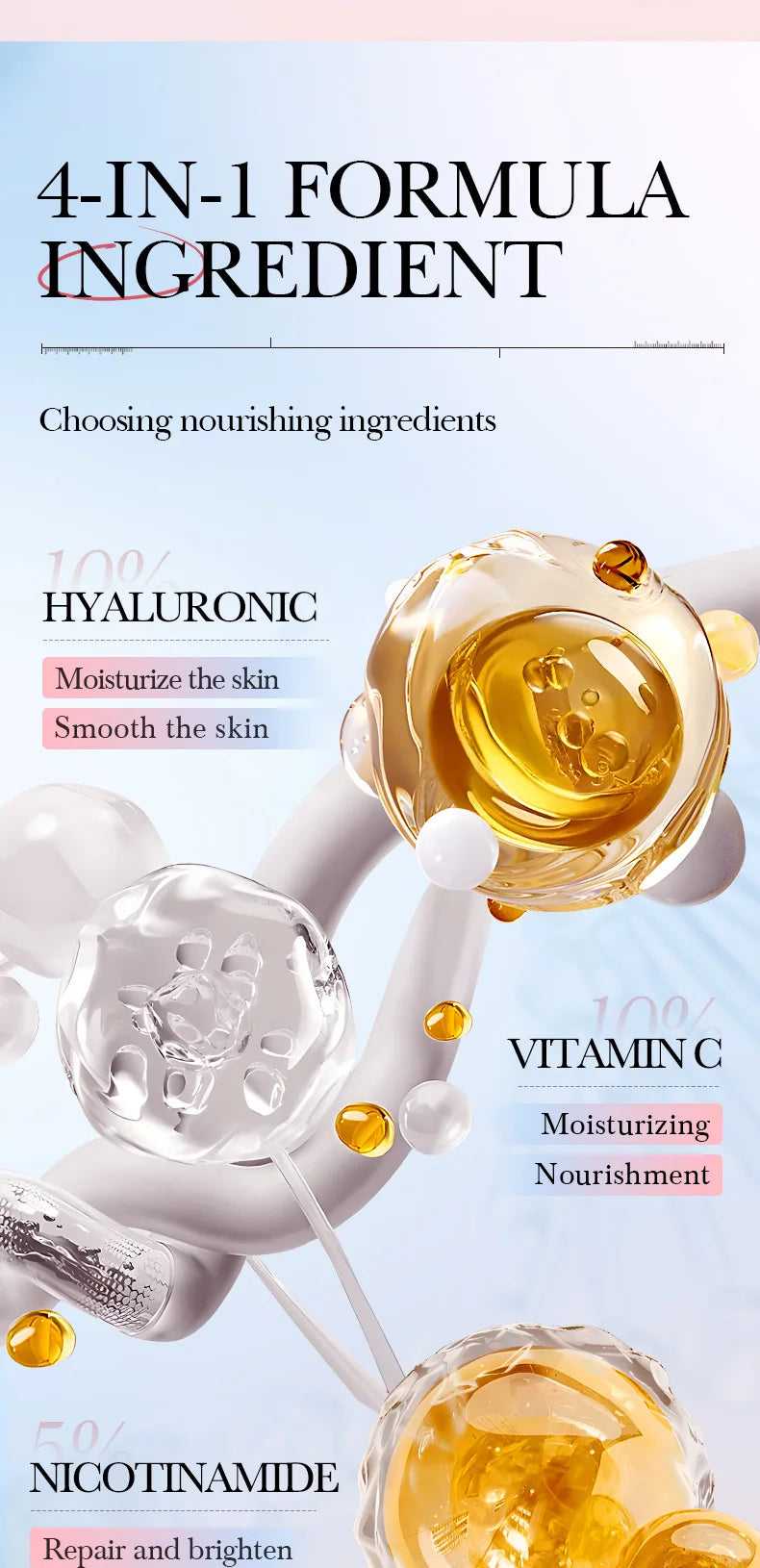 NoEnName_Null 4-in-1 Eye Care Formula with Hyaluronic Acid, Vitamin C, and Niacinamide for Skin Nourishment