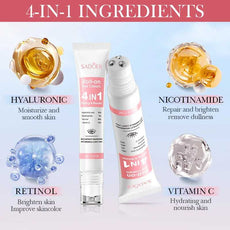 SADORE 4-in-1 Eye Cream with Hyaluronic Acid, Niacinamide, Retinol, and Vitamin C for Brightening and Hydrating