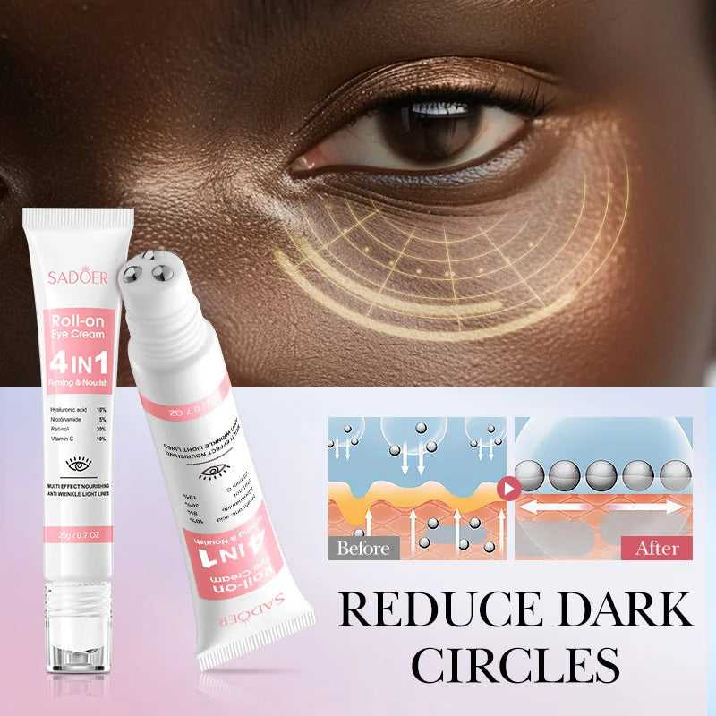 NoEnName_Null 4-in-1 Eye Cream Roll-On for Reducing Dark Circles and Puffiness, Before and After Results
