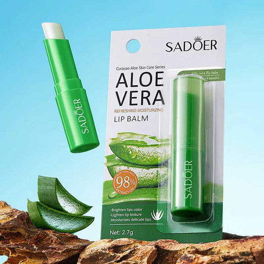 SADOER Aloe Vera Lip Balm in Green Tube for Moisturizing and Refreshing Lip Care